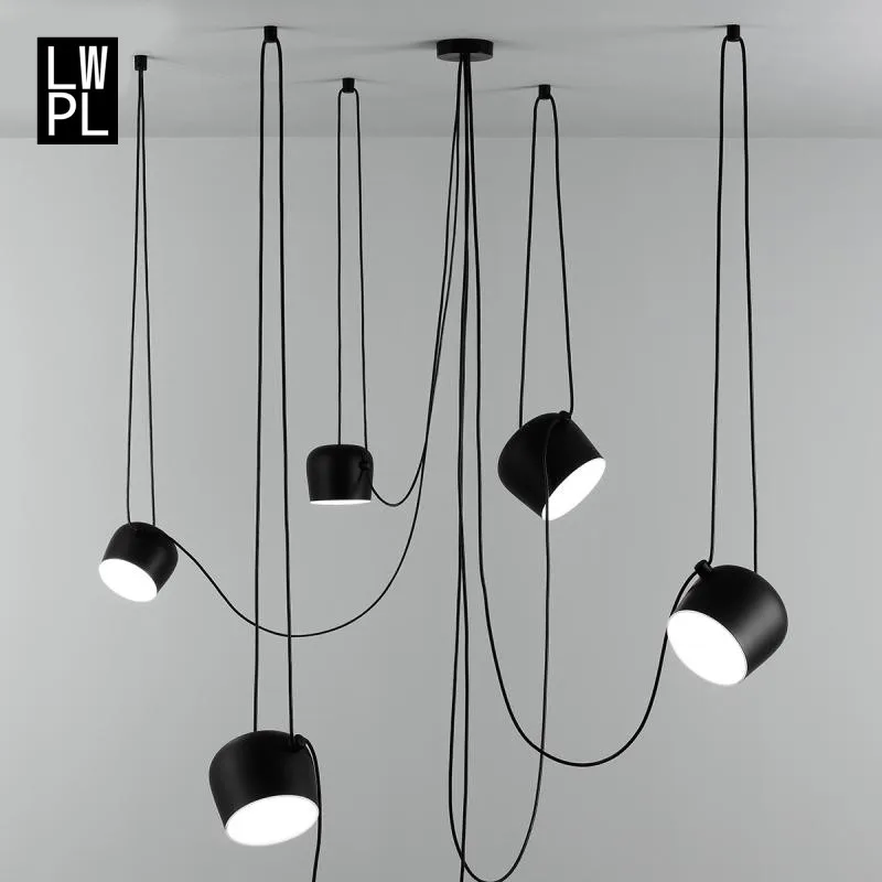 

Post-modern Black Iron Lustre Pendant Lamp Designer Stair Led Chandelier Creative Living Room Restaurant Kitchen Hanging Lamps