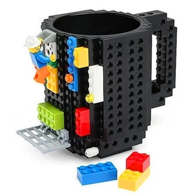 

Free Shipping 150pcs/lot Build-On Brick Mug Lego Type Building Blocks Coffee Cup DIY Block Puzzle Mug
