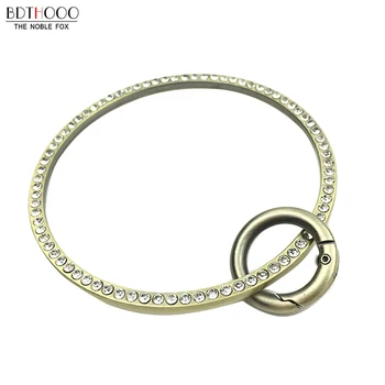 

9cm 5pcs/lot Round Handles Metal Rhinestone Purse Ring Handle for Bag Making Handle Replacement DIY Accessories for bags