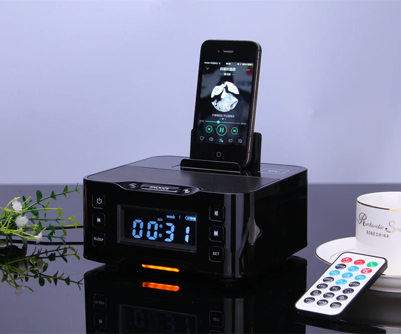 Portable Audio Music font b Wireless b font Bluetooth Speaker A9 NFC Radio Alarm Clock 8