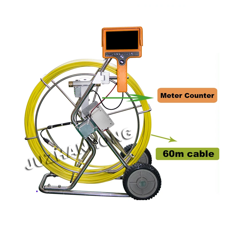 handheld pipeline inspection camera system 60m Cable 50mm self leveling