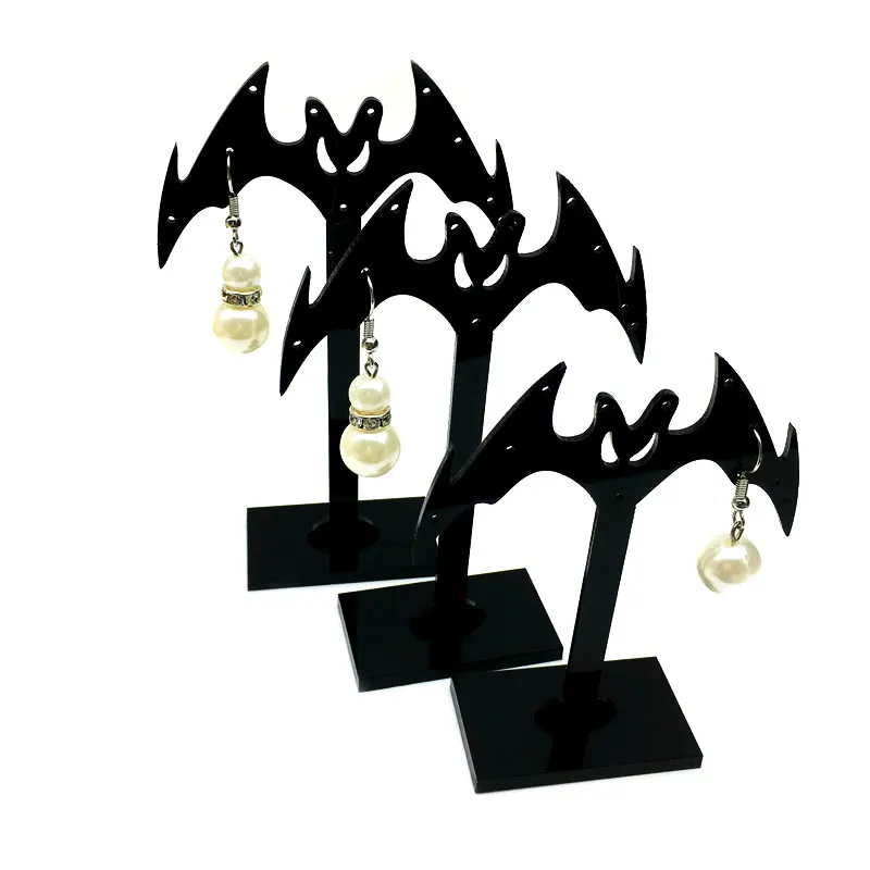 

5 sets (3 / set) different sizes bats black plastic earrings jewelry display jewelry display shelf 12 + 11 + 9 cm