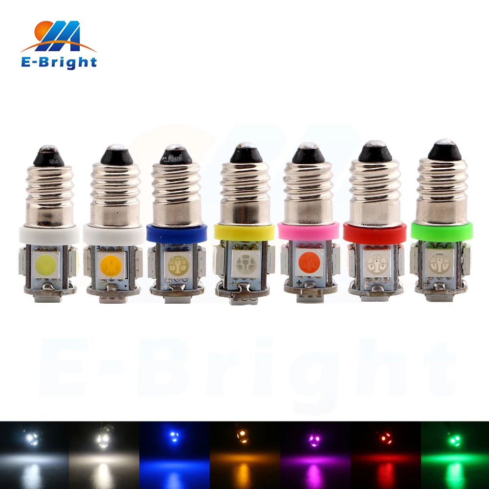 

20pcs 12V E10 5050 5 SMD LED Bulbs Car SUV Tail Reverse Reading Clearance Lights White Blue Red Green Amber