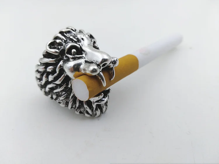 Новое Дымовое кольцо, держатель для сигарет, дизайн Льва, стойка, кольцо на палец для 8 мм, аксессуары для сигарет, гаджет для мужчин - Цвет: Antique Silver 18mm