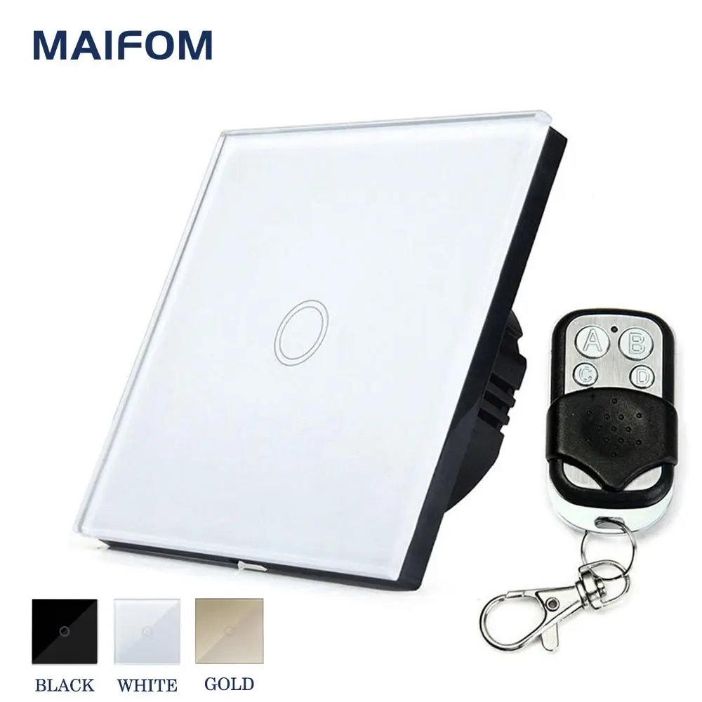

MAIFOM EU Standard Smart Touch Switch RF433 Remote Control Wall Switch 1 Gang 1 Way Wireless Light Switch for Home and Hotel