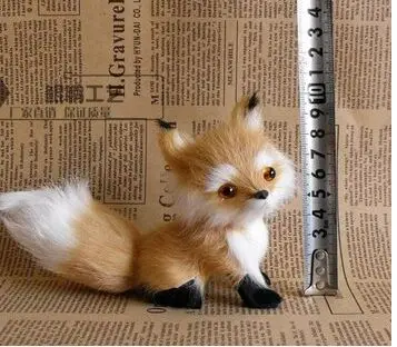 

13x10cm yellow squatting fox model, polyethylene&furs handicraft Figurines home decoration toy gift a2527