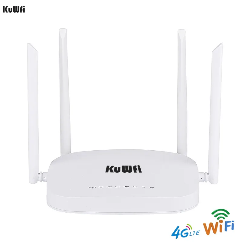KuWfi 4G маршрутизатор CPE LTE 3G/4G Wi Fi 300 Мбит/с Беспроводной 4 шт. внешними антеннами