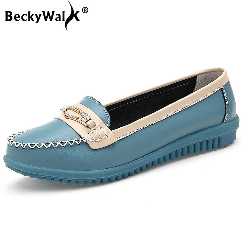 

BeckyWalk Casual Women Flats Shoes Leisure Slip On Mother Shoes Women Fashion Moccasins Loafers Ladies Flat Shoes Woman WSH2727