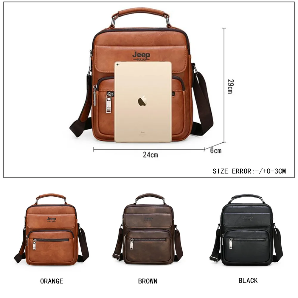  JEEP BULUO Brand Man Split Leather Crossbody Shoulder Messenger Bag For iPad Big Size Men's Handbag - 33040248654