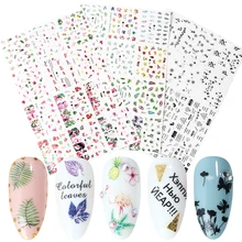 36 шт Черная буква для дизайна ногтей Наклейка Фламинго лист переводная вода слайдер для маникюра декоративная обертка набор переводных наклеек LAA1513-1560