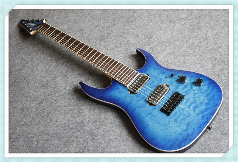

Custom 24 Shop Blue Quilted Finish Jackson 7 String Electric Guitar With Black Hardware Change Color Available