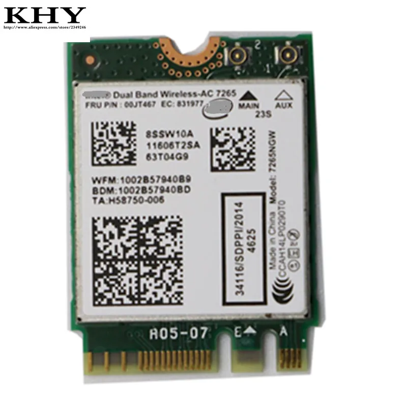 original Dual Band Wireless-AC 7265NGW Thinkpad T450 T450S T550 X250 L450 W550S X1 Carbon 3rd Gen serie p/N 00JT467 SW10A1160 | Компьютеры