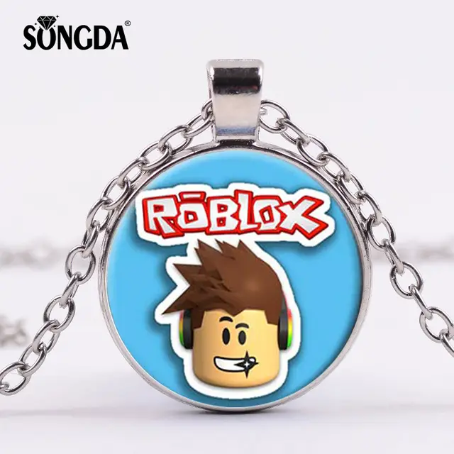 Songda Pop Game Roblox Collar Largo Anime Chico Figura Cara R Logo Vidrio Foto Cabujón Juguete Cadena Colgante Collar Ventilador De Recuerdo -