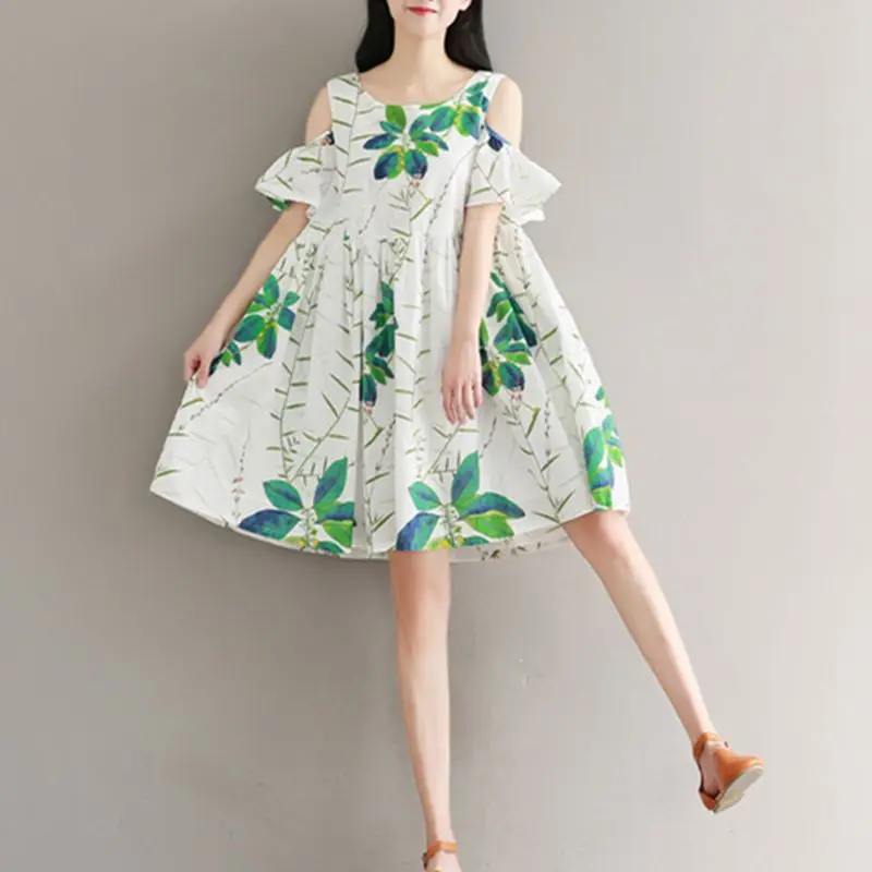 

Maternity Clothes New Summer Print Strapless Lotus Sleeve Loose Dress Maternity Dress Tops Pregnancy Clothes for Pregnant Women