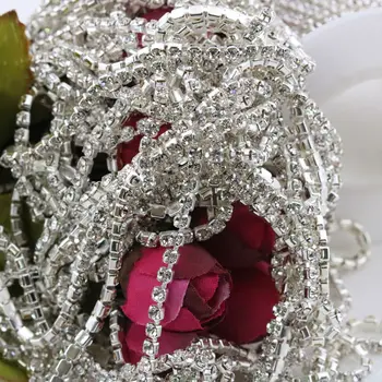 

10Yards 2.8MM Crystal Rhinestone Chain DIY Sew On Gold/Silver Base Density Trim Strass Crystal Cup Chains SS10 Stone Chaian