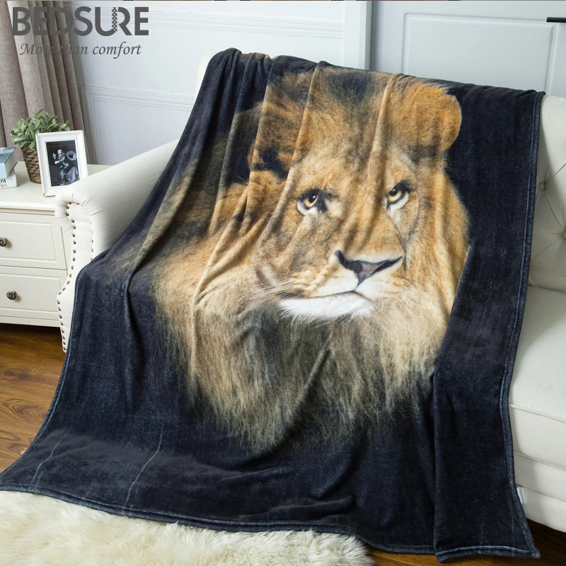 Bedsure Digital Printing Warm Blanket Realistic Lion Pattern Flannel