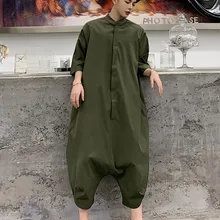 Мужские летние с коротким рукавом тонкие повседневные рубашки комбинезон мужской Харадзюку уличная одежда свободные шаровары комбинезоны комбинезон брюки в стиле хип-хоп