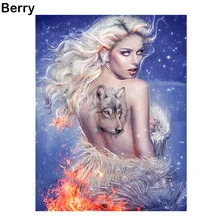 5D Full Diamond Painting Pattern Wolf woman Diamond Embroidery Cross Stitch Handmade Crafts Mosaic wedding Decoration
