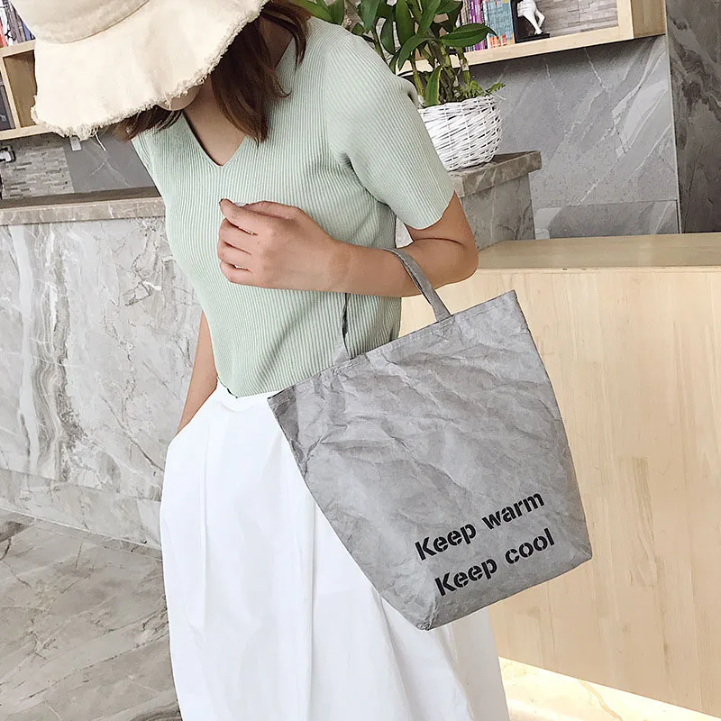 Grocery Tote Environmental Protecting Paper Reusable Shopping Bags Lightweight Handbag for Women Popular