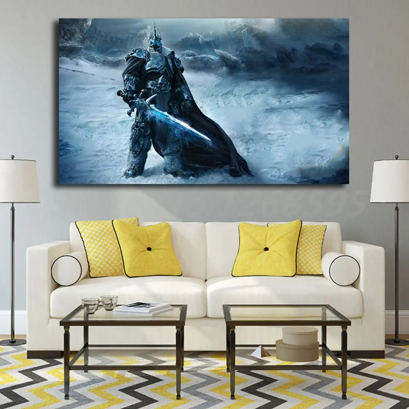 

World Of Warcrafts ArthasThe Lich King HD Wallpapers Canvas Posters Prints Wall Art Painting Decorative Picture Home Decoration