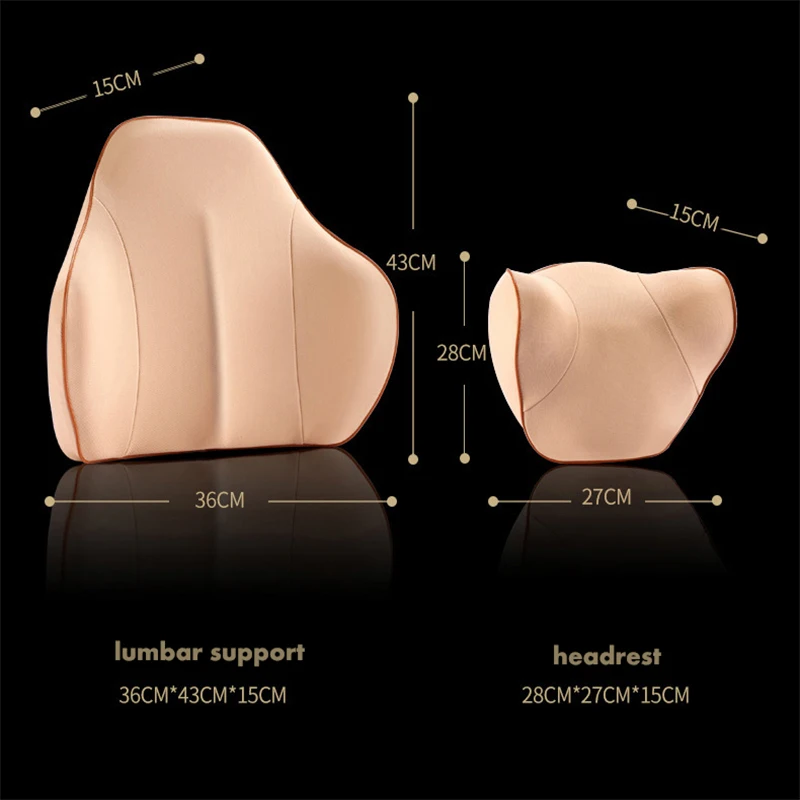 Качественный комплект из 2 предметов для автомобильных сидений, подушка для поддержки талии и шеи, Автомобильная подушка для подголовника с эффектом памяти, Ортопедическая подушка для защиты позвоночника
