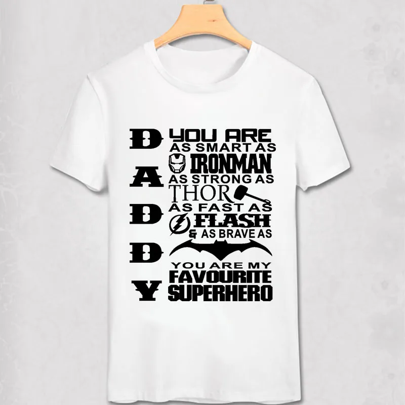 Папа ты наш любимый супергерой футболка мама ты наш любимый супергерой Отец День подарок Печатный Тройник США Большие размеры, S-3XL - Цвет: white 1