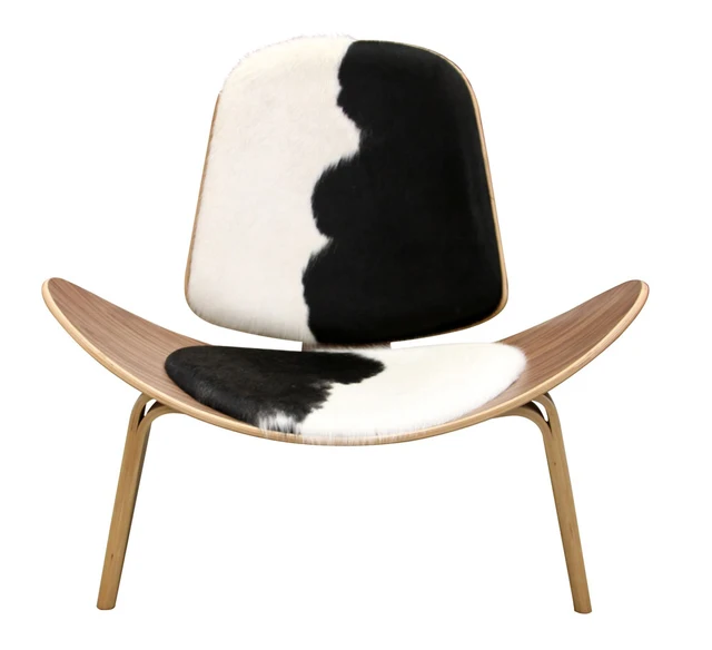 online shop tripod plywood modern lounge chair cowhide upholstery
