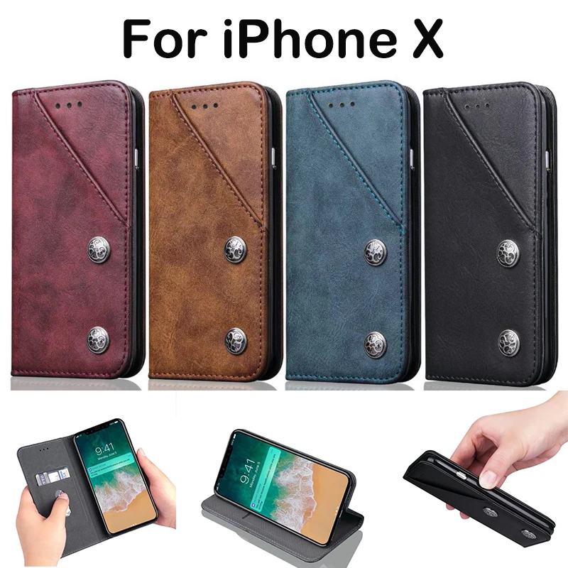 Flip Leather Phone Case Cover For iPhone X Case Luxury Brand Ultra Thin