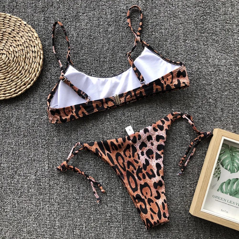 Бикини 2019 сексуальный модный Леопардовый принт пуш ап пляжный бюстгальтер с