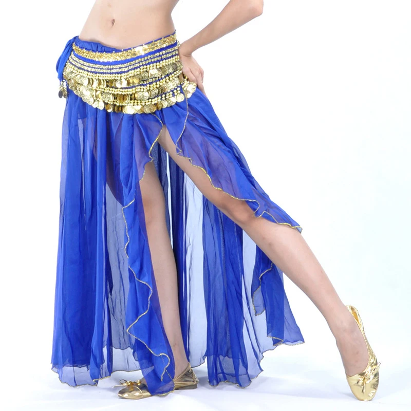 Belly Dance Costume chiffon one side slit Long Skirt for dance practice dancewear split skirt
