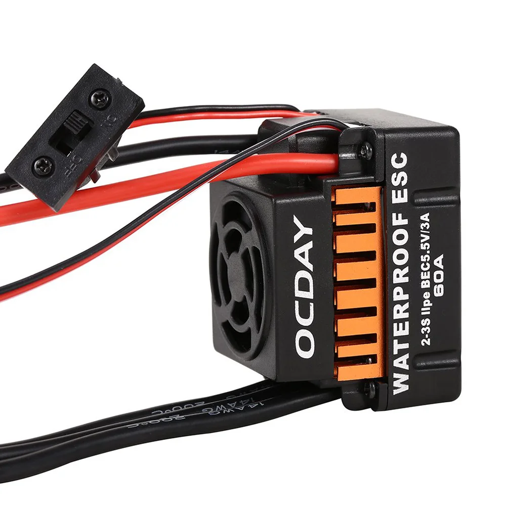9T 4370 KV 10T 3930KV 4 Poles Sensorless Brushless Motor Waterproof 60A Sensorless Brushless ESC for Model 110 RC Car Boat (11)