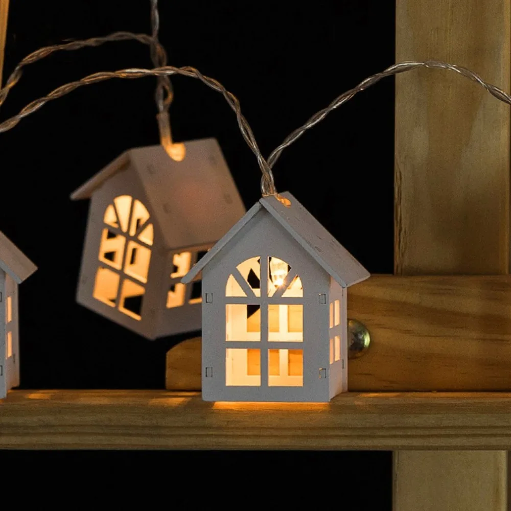 Европейский стиль в форме домика батарея мощность сказочная Гирлянда Свет настенное окно садовое, Рождественское украшение вечерние струнные лампы