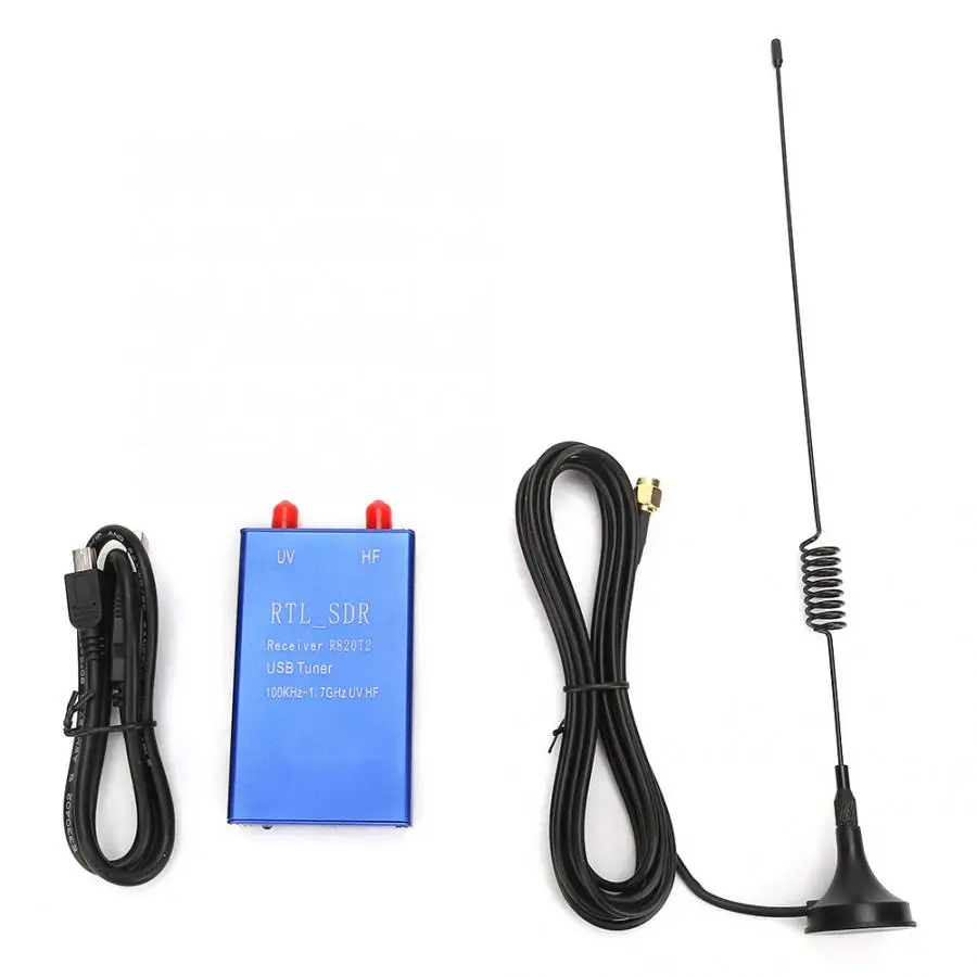 

RTL2832U + R820T2 100KHz-1.7GHz UHF VHF HF RTL.SDR USB Tuner Receiver AM FM Radio AM NFM FM DSB USB LSB Telescopic Antenna