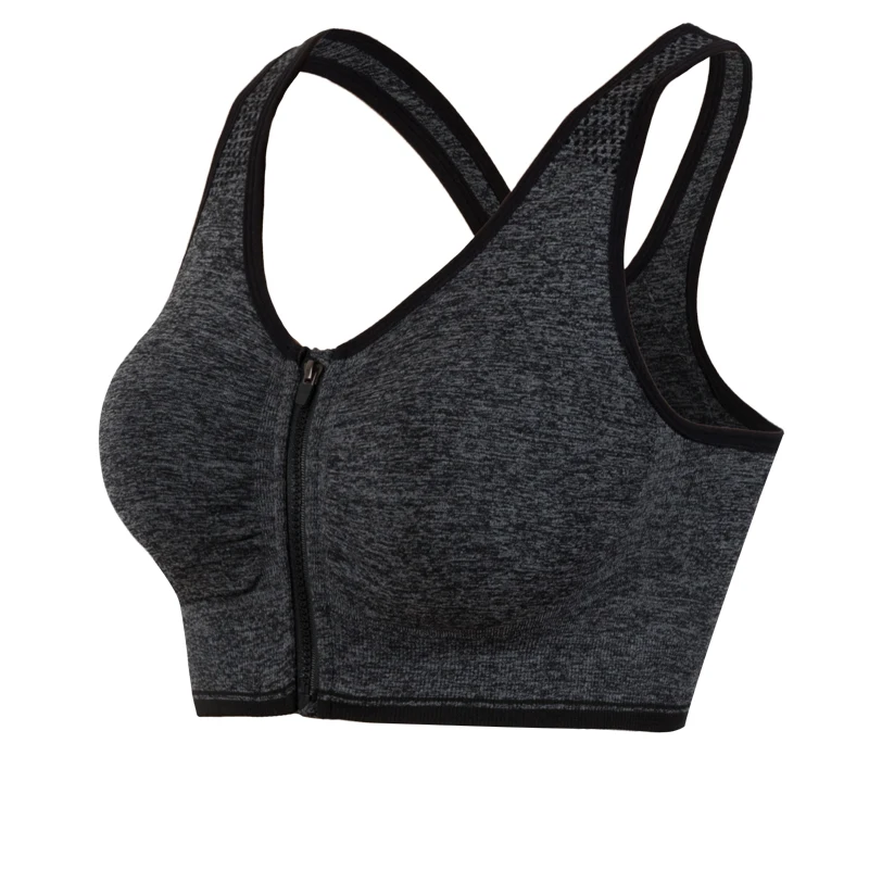 

Fitness Yoga Push Up Sports Bra Running Front Zipper Movement Bra For Women Gym Running Padded Vest Top Underwear Shockproof Spo