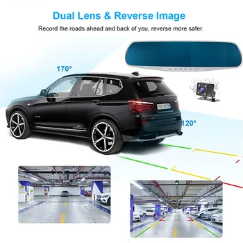 

XST Car Dvr Mirror Dual Lens Rear View Camera Auto Full HD 1080P Dash Camera For Car Recording 4.3 Inch Dash Cam Night Vision