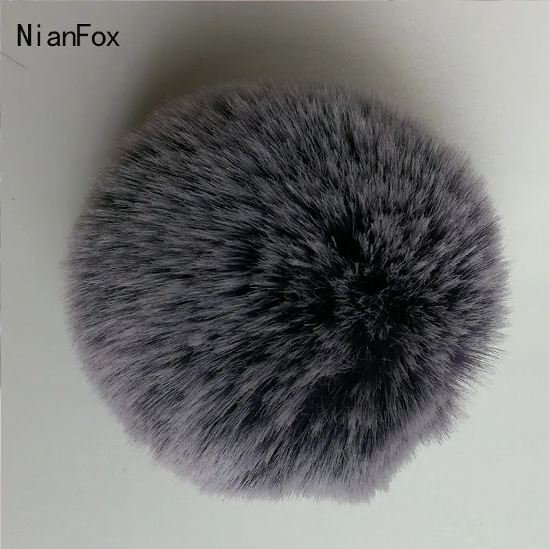 NianFox 1 шт. 7,5 см двухцветный белый помпон с помпоном из искусственного меха кролика рекс брелок для ключей черный винный оранжевый Фрост имитация волосяного шарика - Цвет: Navy Blue Frost