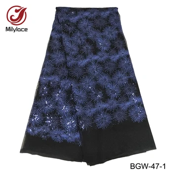 

Milylace hot selling african lace fabric with sequins tissue lace fabric wholesale french tulle lace fabric for party BGW-47
