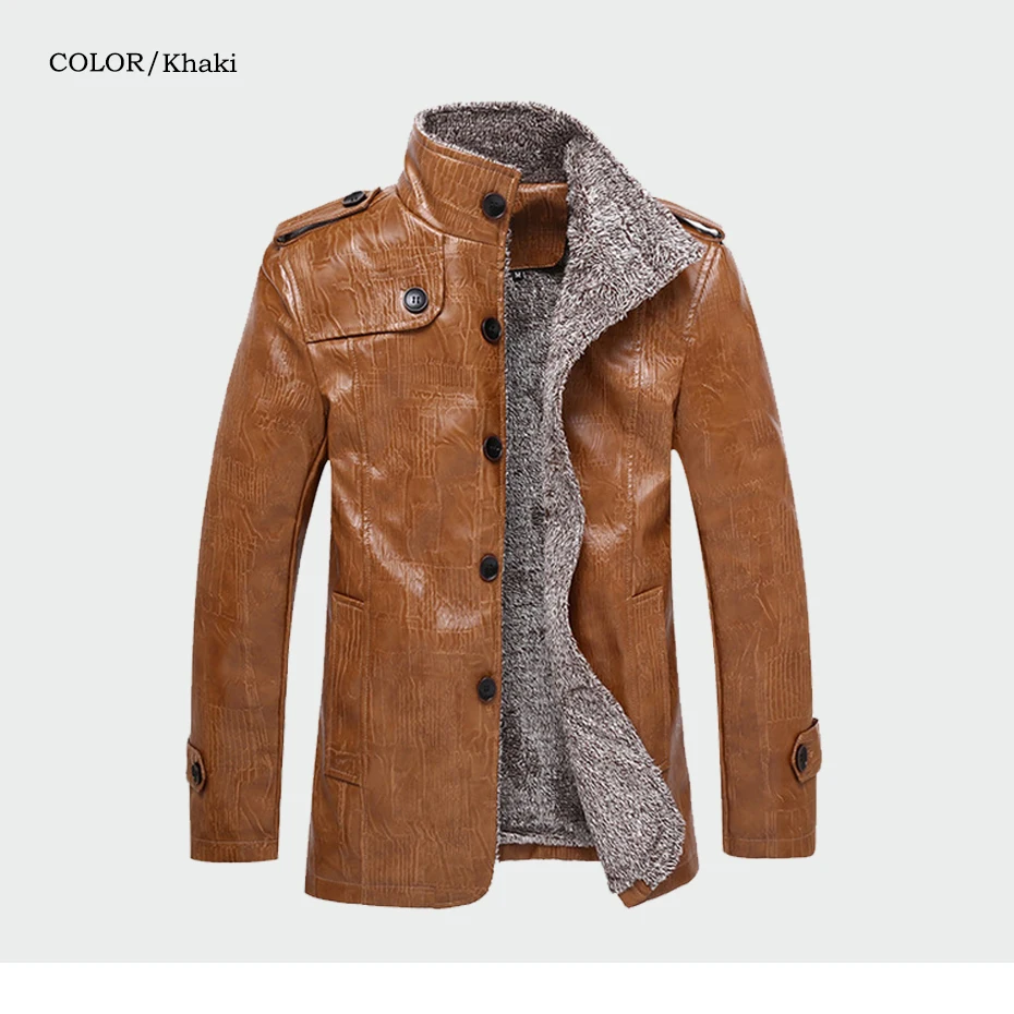 Для Мужчин's Кожаные куртки Зимние флисовые Термальность из искусственной кожи пальто Повседневное мотоциклетные против царапин мужской