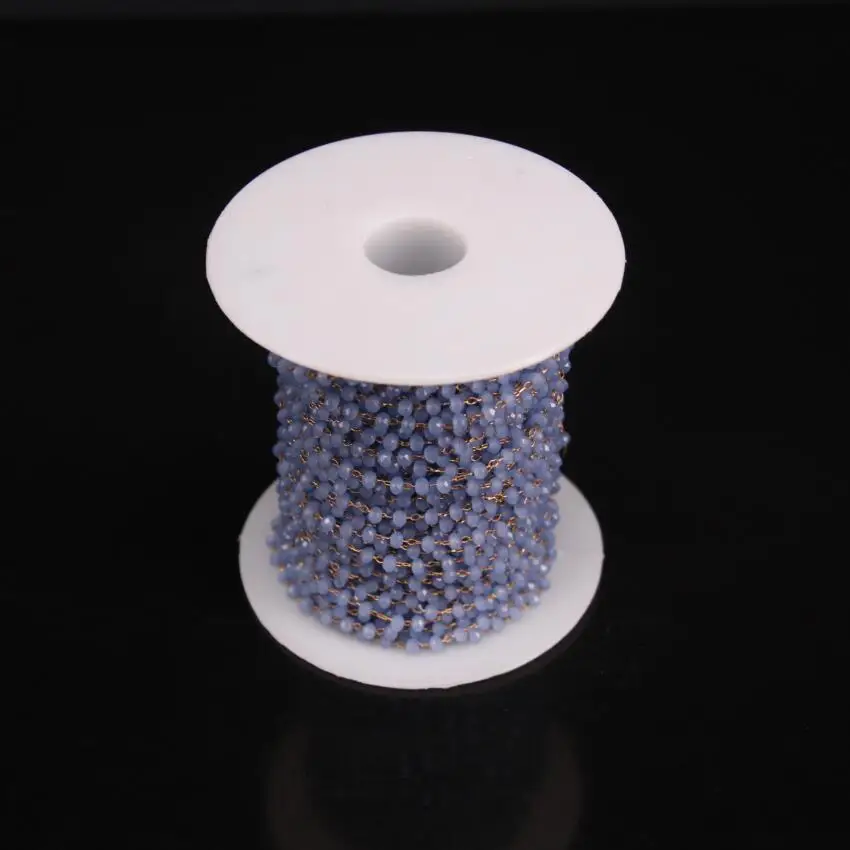 DIY женское ожерелье, светильник из фиолетового и синего стекла, граненая цепочка Rondelle, 2x3 мм, бисер из стеклянных кристаллов, латунная проволока, цепочка с четками