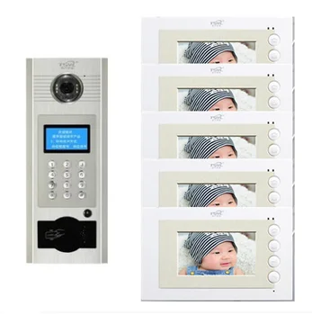 

XINSILU Visual building intercom system doorbell 4.3" Video Door Phone w/t Inductive and Password Unlocking for 5-apartments