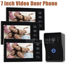 DIYSECUR 7 pulgadas de Monitor en Color Teléfono de La Puerta Sistema de Intercomunicación Timbre de Intercomunicación 1 Cámara de 3 Monitores de Seguridad Para el Hogar Kit SY806MJ13