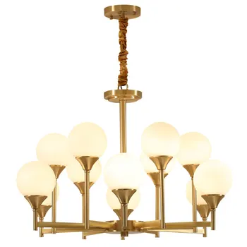 

New Classical LED Pendant light All Copper Milky White Glass Droplight E14 LED Lamp Fashion Nodric Pendant Lamps free shipping