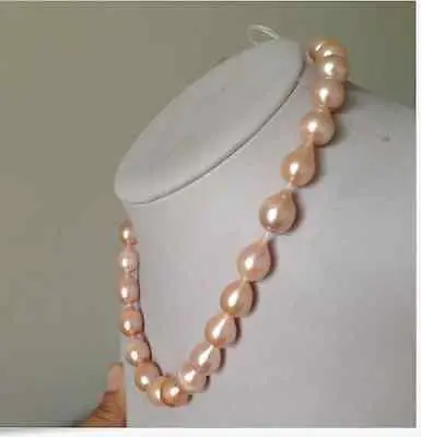 

Wholesale FREE SHIPPING >>> hugeAAA13-14mm south sea baroque gold pink pearl necklace 18inch
