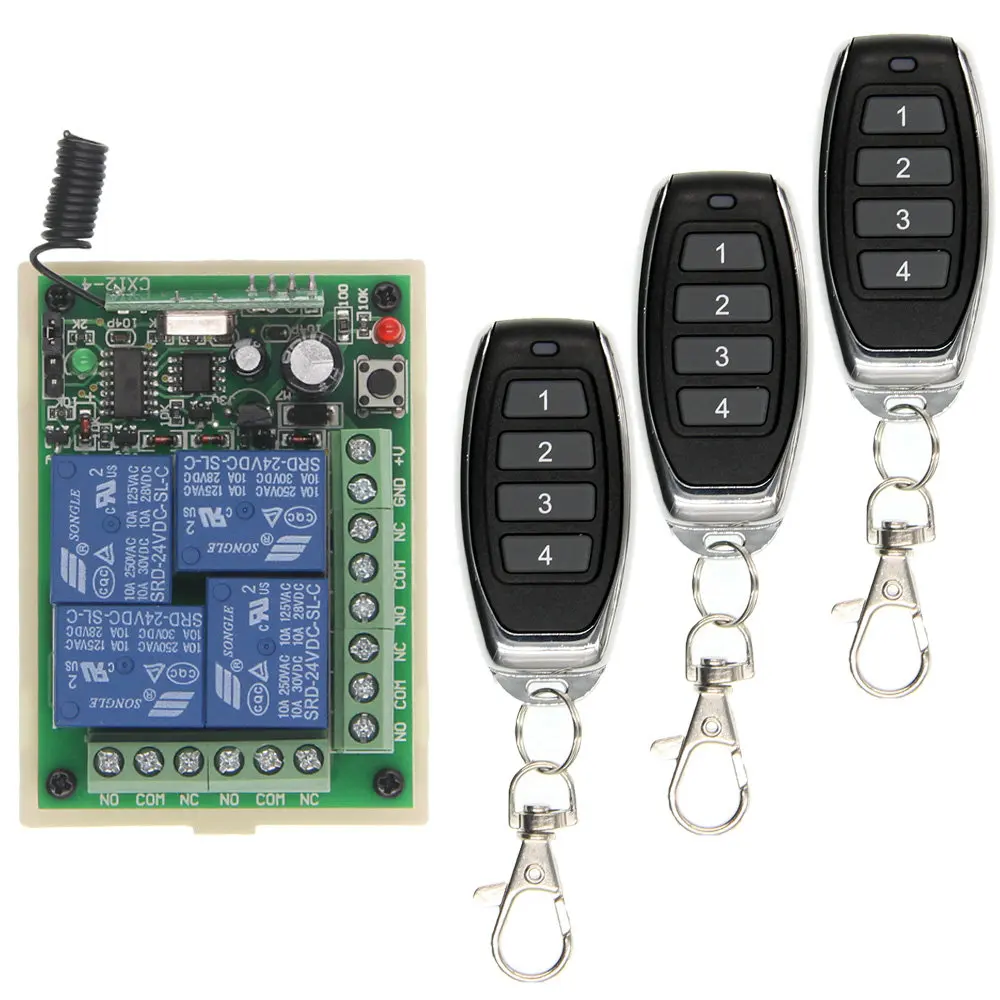 

Smart Multiple DC 12V 24V 10A 315/433 MHz 4CH 4 CH Wireless Relay RF Remote Control Switch Receiver+1 2 3 4 Transmitter