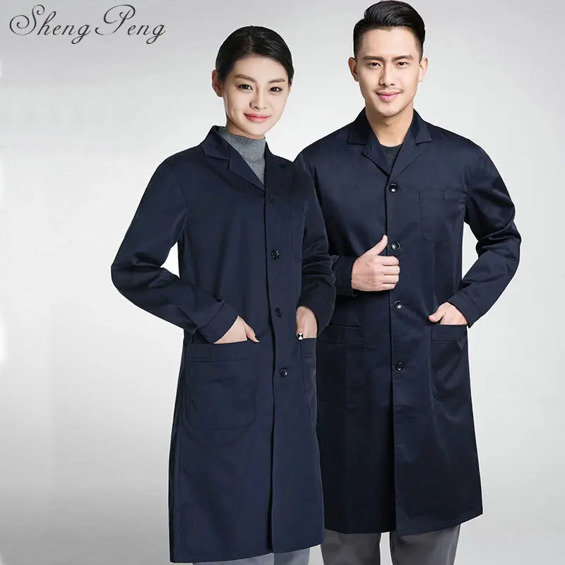 Work wear uniforms women men black white lab coat medical