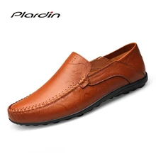 Plardin 2018 Four seasons Fashion plus size Man Split Leather soft Comfortable Dress Casual Sewing men