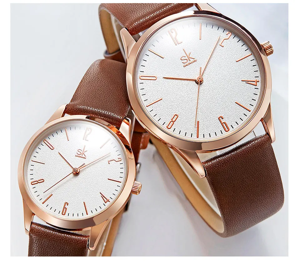 Shengke модные кожаные женские и мужские парные часы, набор роскошных часов для влюбленных, Кварцевые женские и мужские наручные часы Reloj Mujer Hombre# K9003