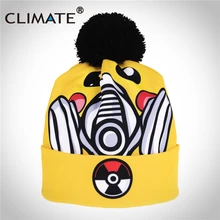 Женская зимняя теплая шапка с покемоном, шапка-шапочка для девочки, Уникальный Забавный Пикачу, желтые мягкие вязаные Желтые шапки-бини для женщин