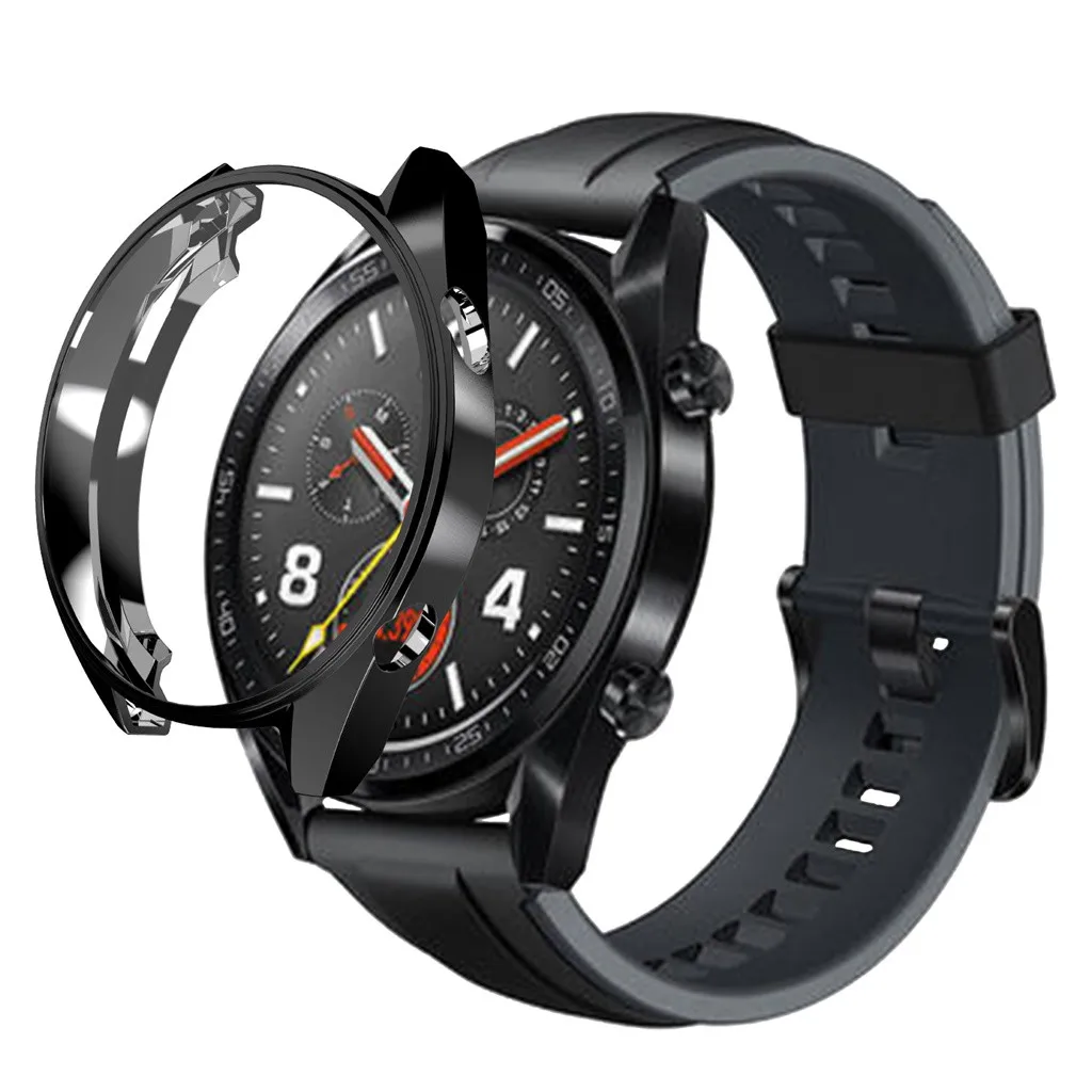 Модные простые часы Чехлы ультра-тонкий гальванических прозрачный ТПУ чехол для huawei часы GT Прочный для мужчин часы Чехол