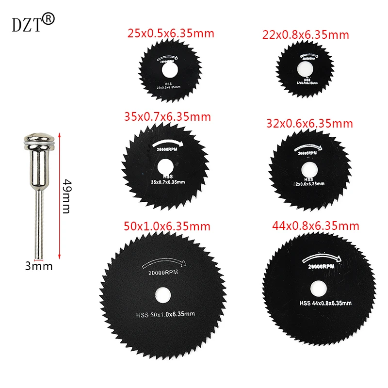 7 шт. серебристый, черный HSS дисковые пилы для деревообработки металла резак Мощность инструменты аксессуары